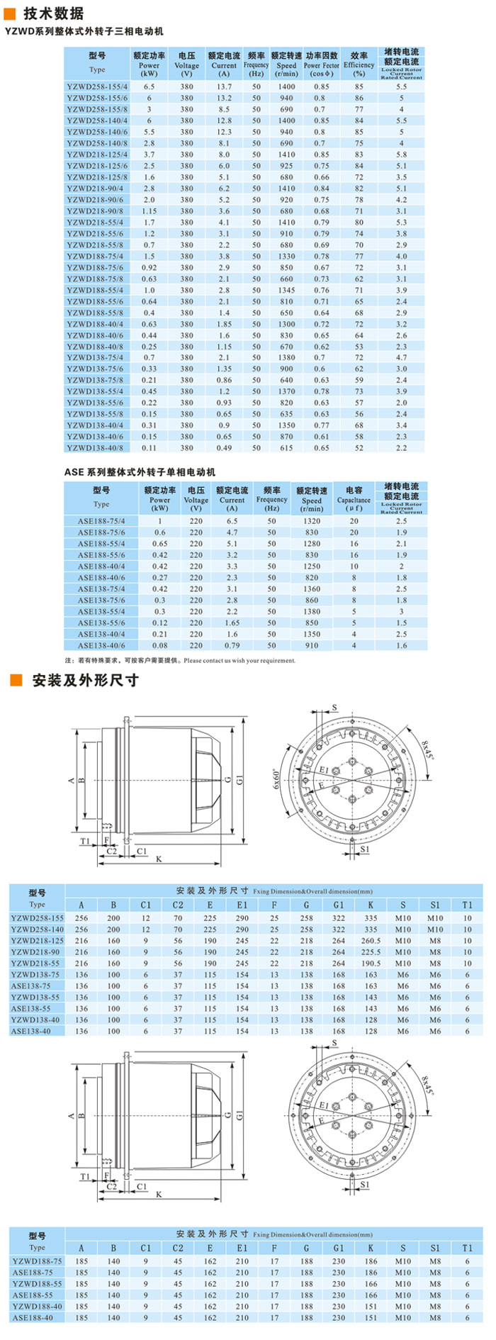 YZWD整體式外轉(zhuǎn)子異步電動機